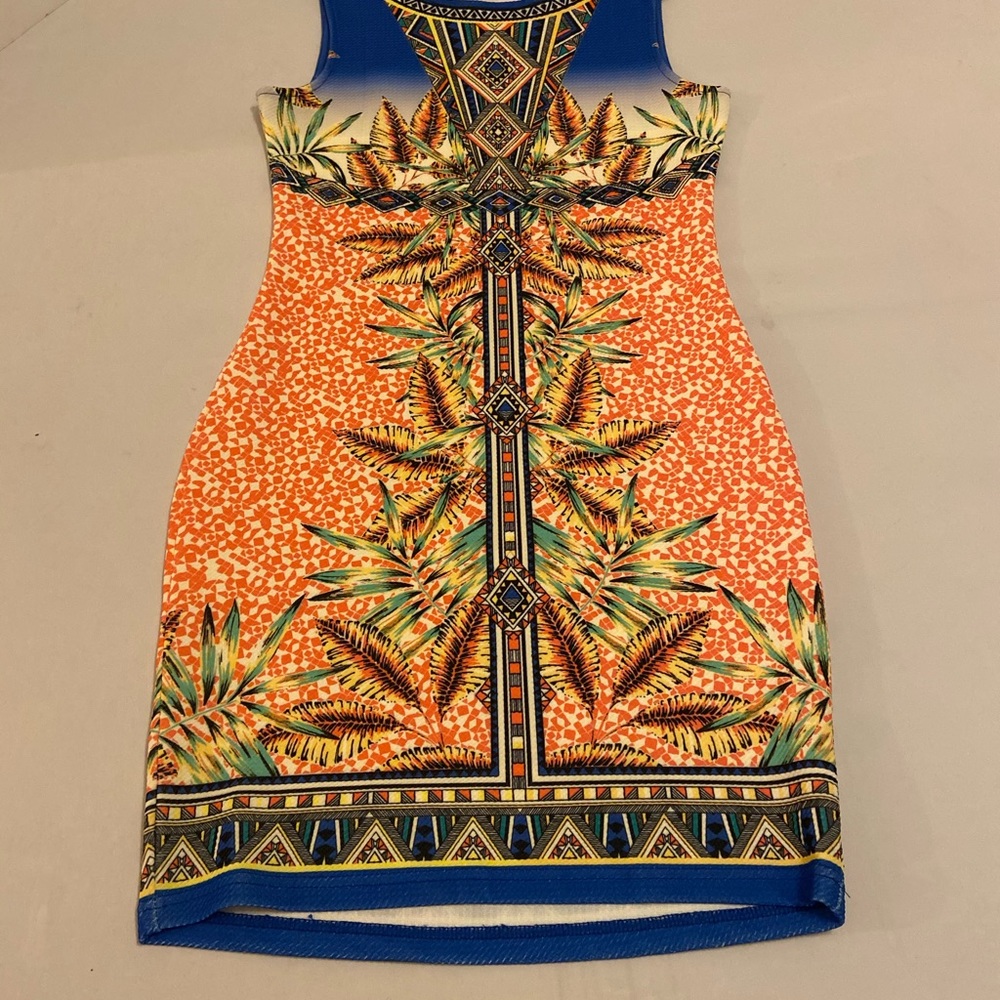 Peachpuff Vibrant Blue Coral Dress, Size M